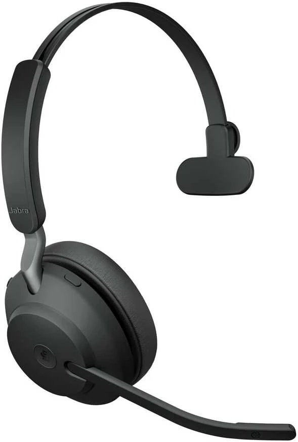 Ausinės Jabra Evolve2 65, MS Mono, Juodos. Belaidės, juodas Bluetooth, su Link 380 USB-A, optimizuota Microsoft Teams