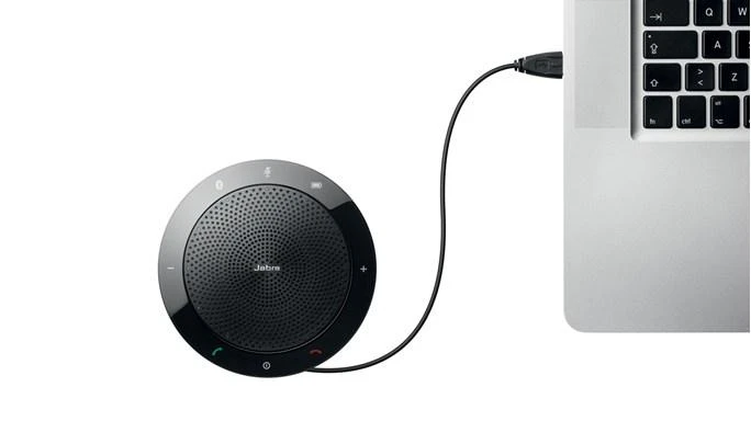 JABRA SPEAK 510 MS garsiakalbis, skirtas UC ir amp; BT USB konferencijos sprendimas 360 laipsnių mikrofono prijungimo ir atkūrimo nutildymo ir garsumo mygtukas