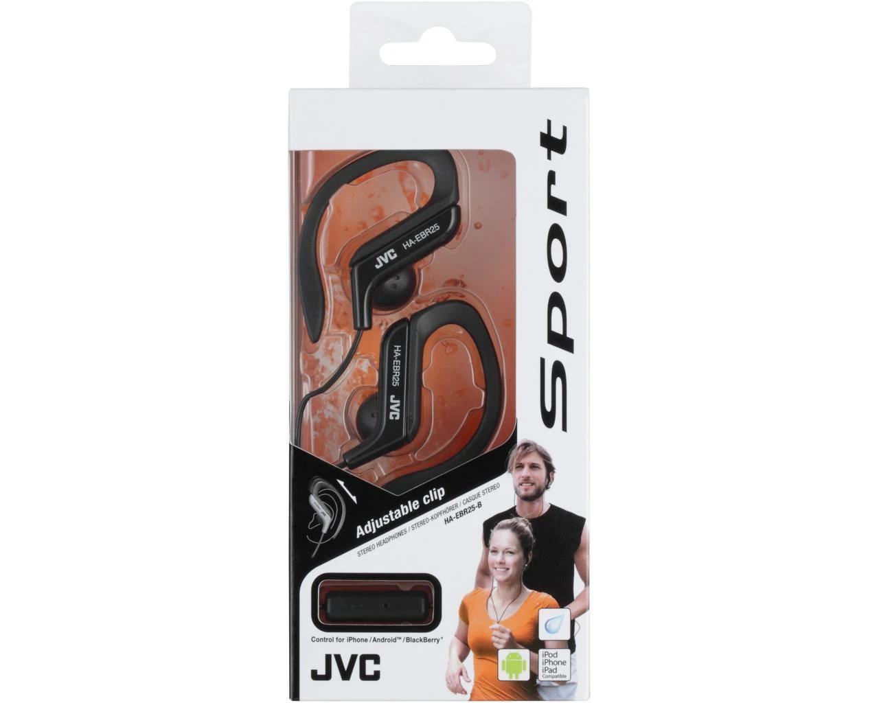 JVC HA-EBR25BE sportinės ausinės pakuotėje