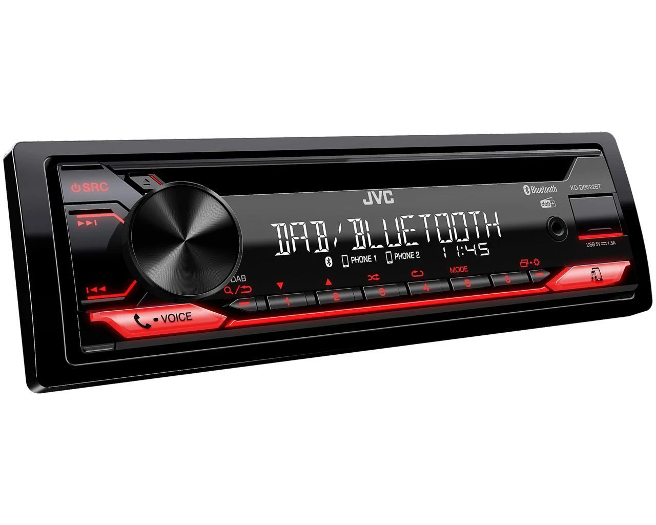 JVC KD-DB622BT automagnetola su šviečiančiu ekranu