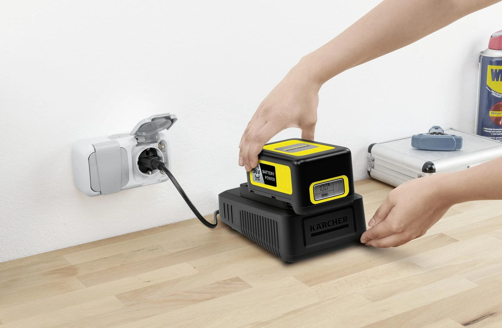 Karcher 36V akumuliatoriaus įkrovimo procesas