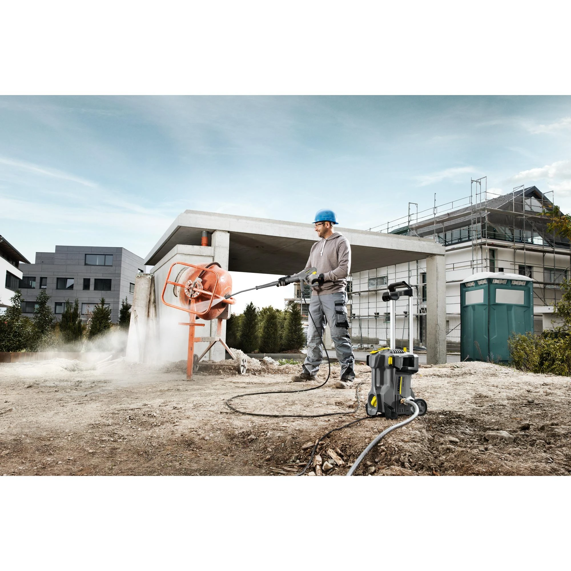 Karcher HD 5/11 P Plus naudojimo procesas statybose