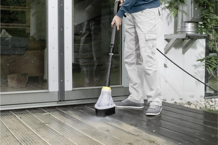 Karcher purslų apsauga valant terasą