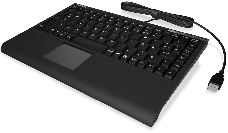 Icy Box KeySonic Mini klaviatūra, smart touchpad, USB 2.0, Juodas