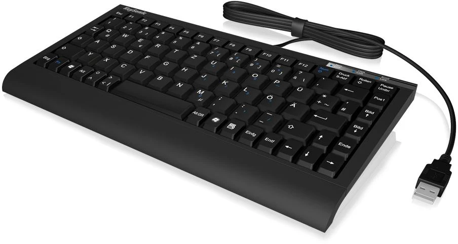 Icy Box KeySonic Mini klaviatūra, PS/2, USB 2.0, Juodas