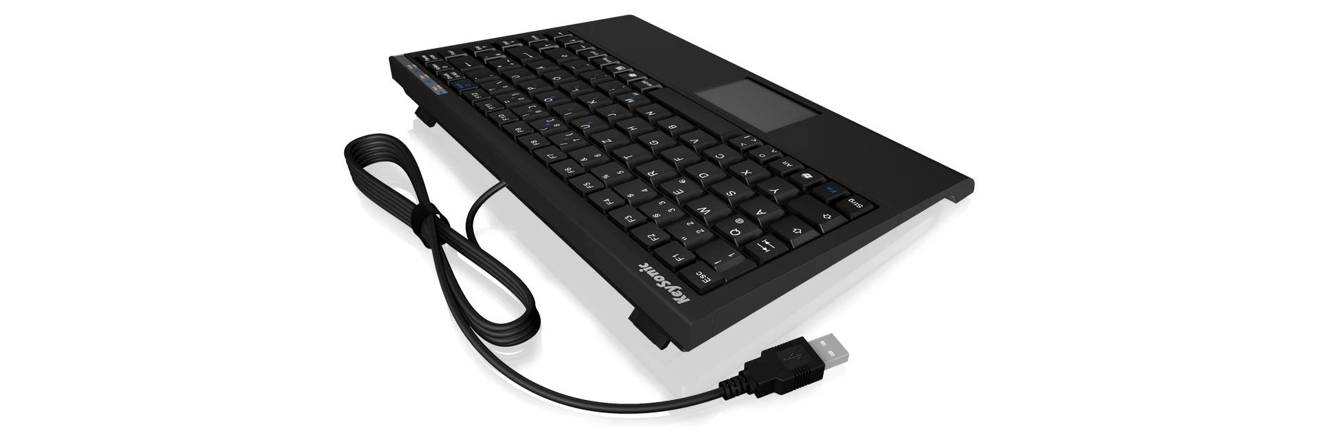 Icy Box KeySonic Mini klaviatūra, PS/2, USB 2.0, Juodas