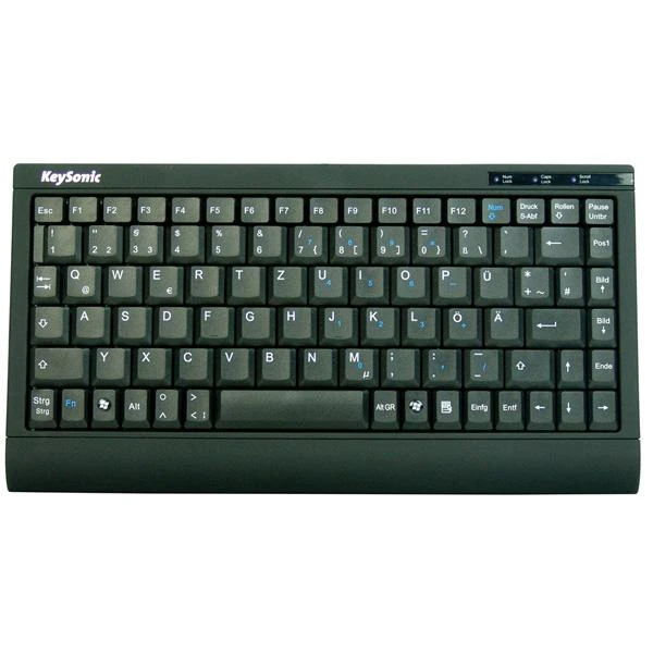 Icy Box KeySonic Mini klaviatūra, PS/2, USB 2.0, Juodas