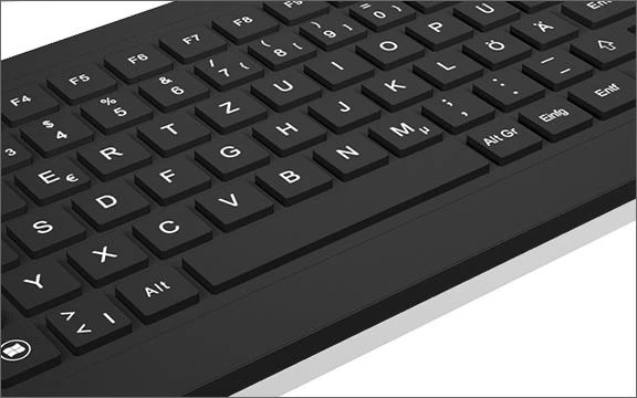Klaviatūra „KeySonic KSK-6231INEL“ (DE) pramoninis jutiklinis planšetinis kompiuteris su W sandarikliu