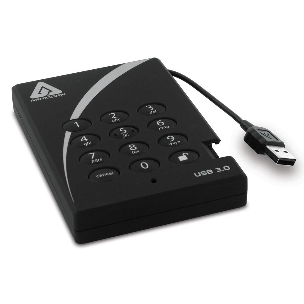 Kietasis diskas Dysk zewnętrzny HDD Apricorn Aegis Padlock 2TB Juodas (A25-3PL256-2000)