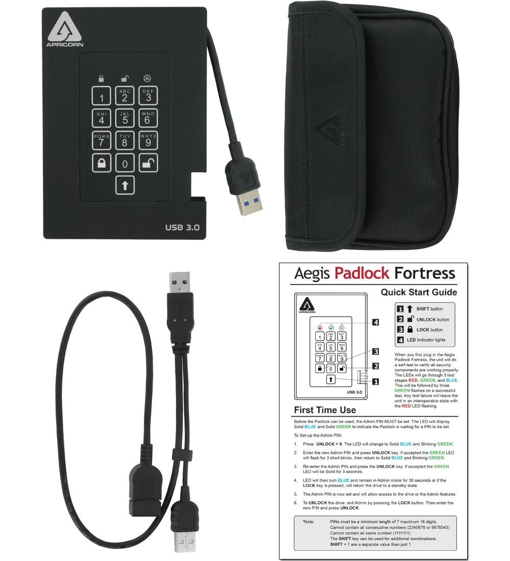 Kietasis diskas Išorinio disko SMD Apricorn HDD plėtinys 2.5 1TB Apricorn Aegis Fortr. - A25- 3PL25- 1000F