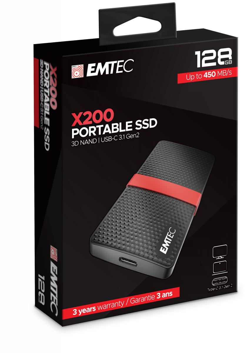 Kietasis diskas Išorinis diskas SMD Emtec Portable X200 128GB Juoda ir raudona (ECSSD128GX200)
