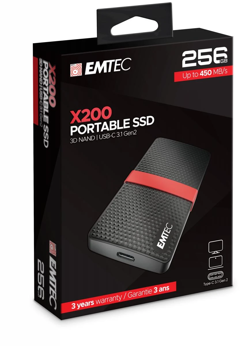 Kietasis diskas Emtec SSD 3.1 X200 256GB nešiojamas „Power Plus“ diskas