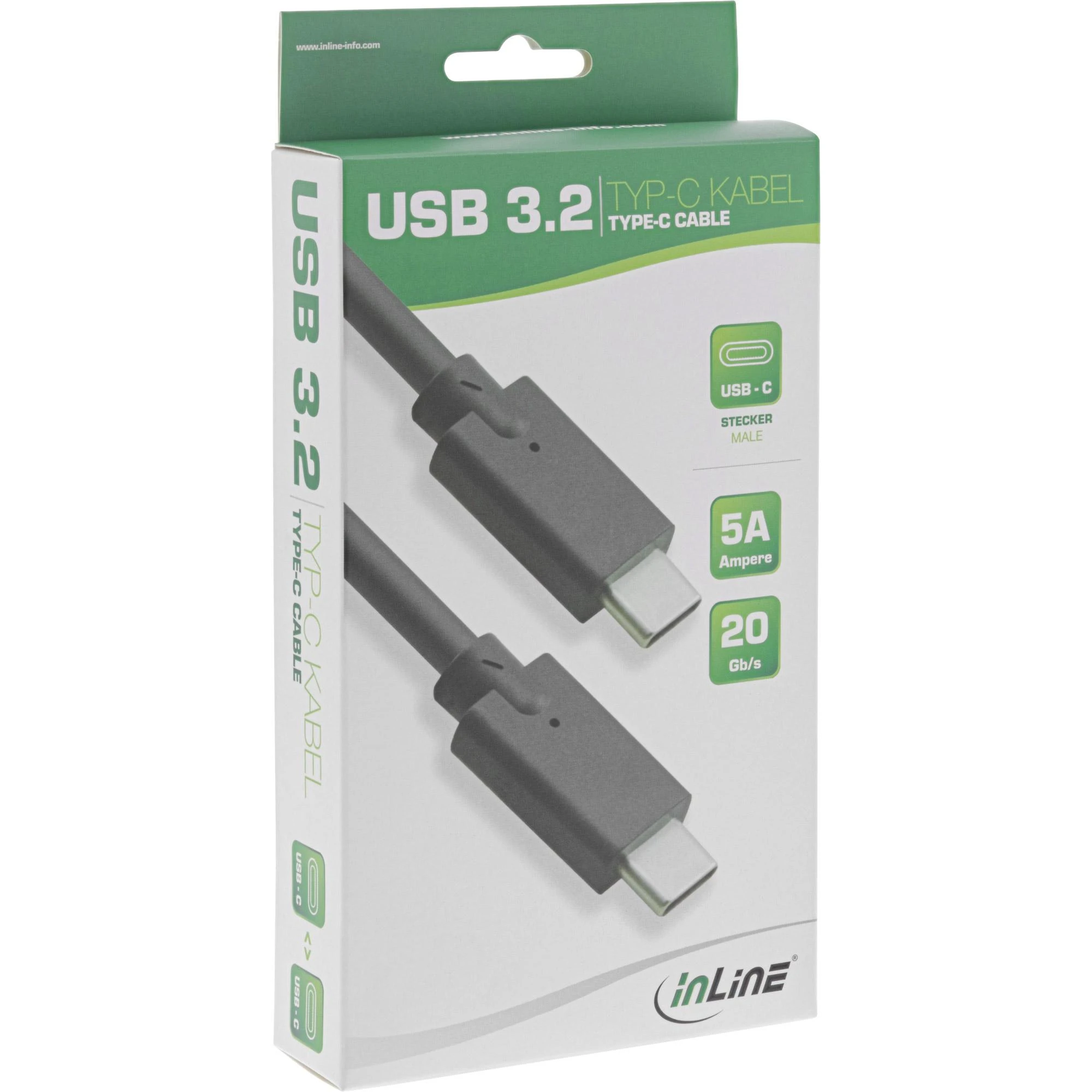 InLine USB 3.2 Gen.2 Cable, USB Type-C Male/Male, juodas – 1m