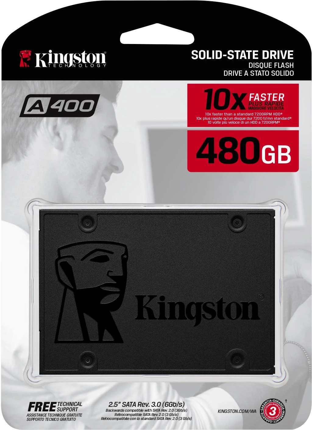 KINGSTON SSD SATA 2.5" 480GB TLC, SA400S37/480G 