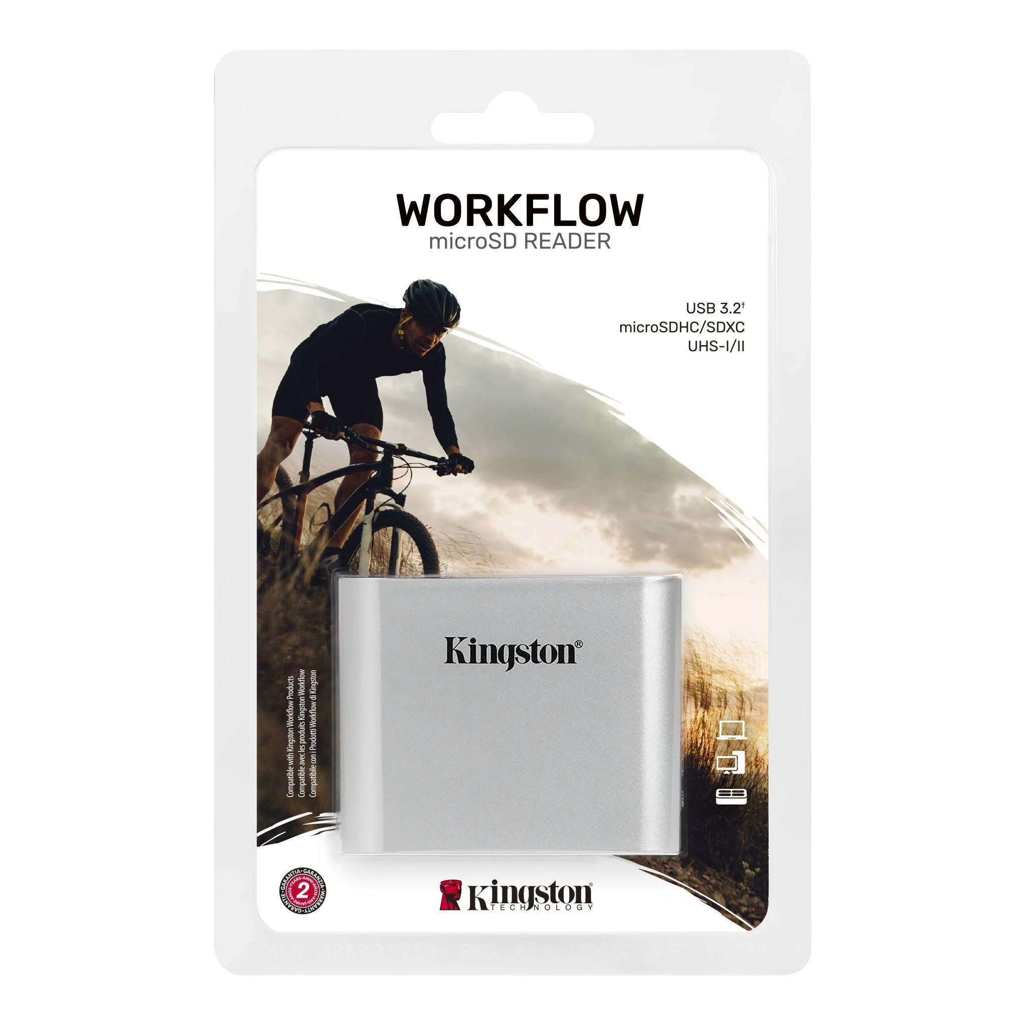 KINGSTON USB3.2 GEN1 WORKFLOW DVIEJŲ LANGŲ MICROSDHC/SDXC UHS-II KORTELĖS SKAITYtuvas