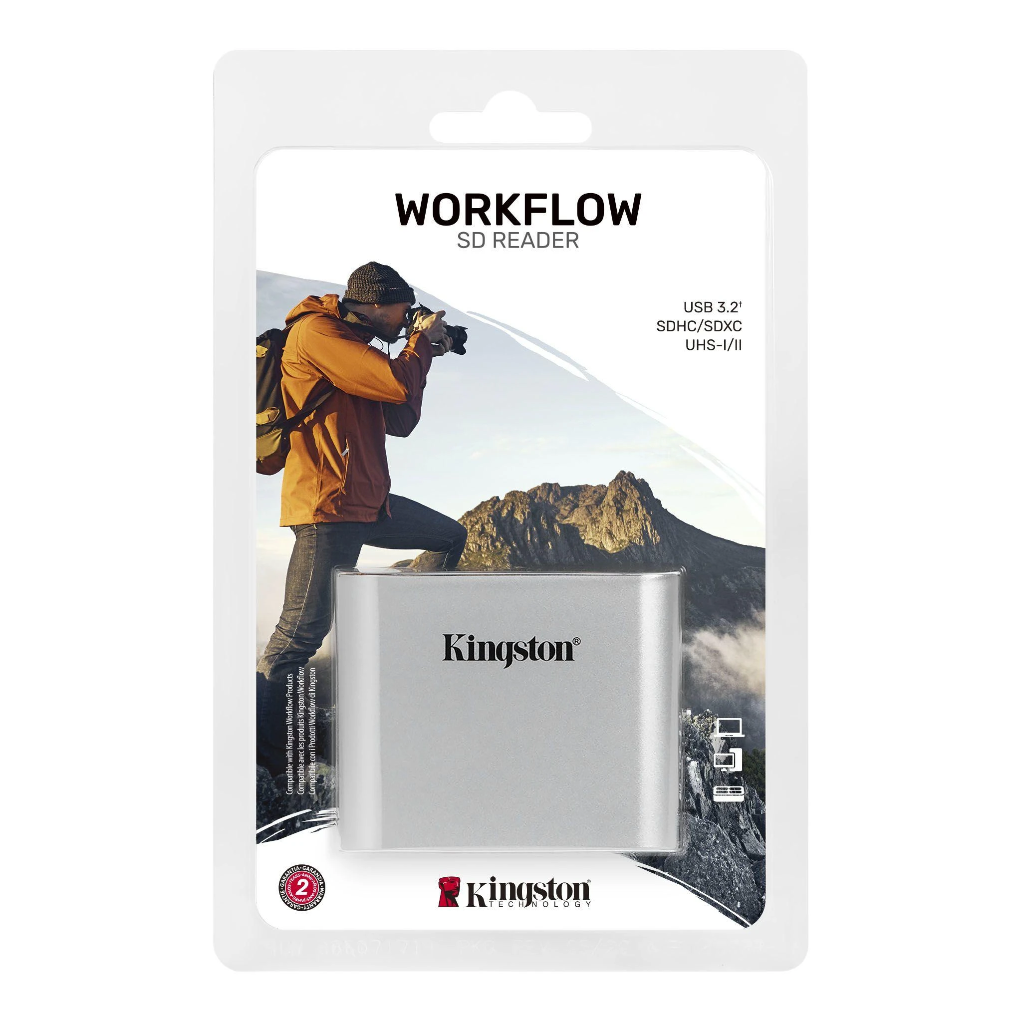 KINGSTON USB3.2 GEN1 WORKFLOW DVIEJŲ DARBŲ SDHC/SDXC UHS-II KORTELĖS SKAITYTUVAS