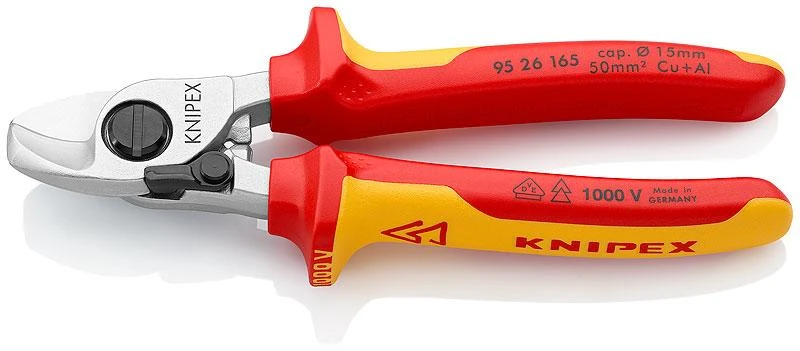 KNIPEX NOŻYCE IZOLOWANE 1000V DO CIĘCIA KABLI I PRZEWODÓW 165mm Fi15mm / 50mm2