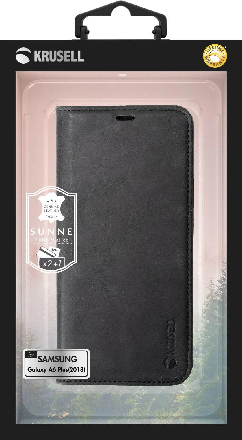 Dėklas Krusell Sunne 2 Card Foliowallet Samsung Galaxy A6+ (2018) juodas