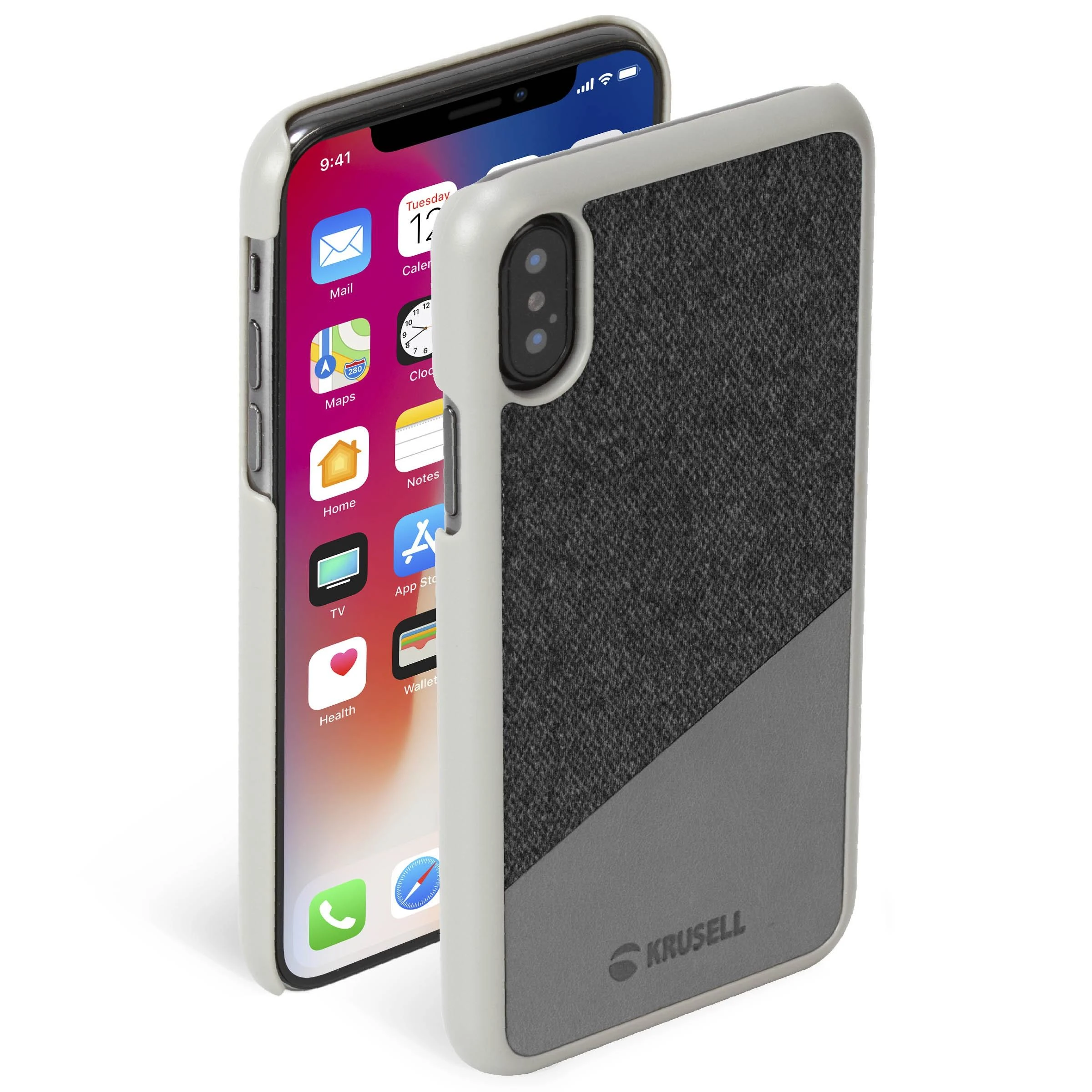 Pilkas telefono dėklas Krusell Tanum iPhone X/XS