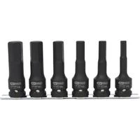 Smūginių galvučių antgalių komplektas 1/2", ilgos,HEX 8-19m, KS Tools