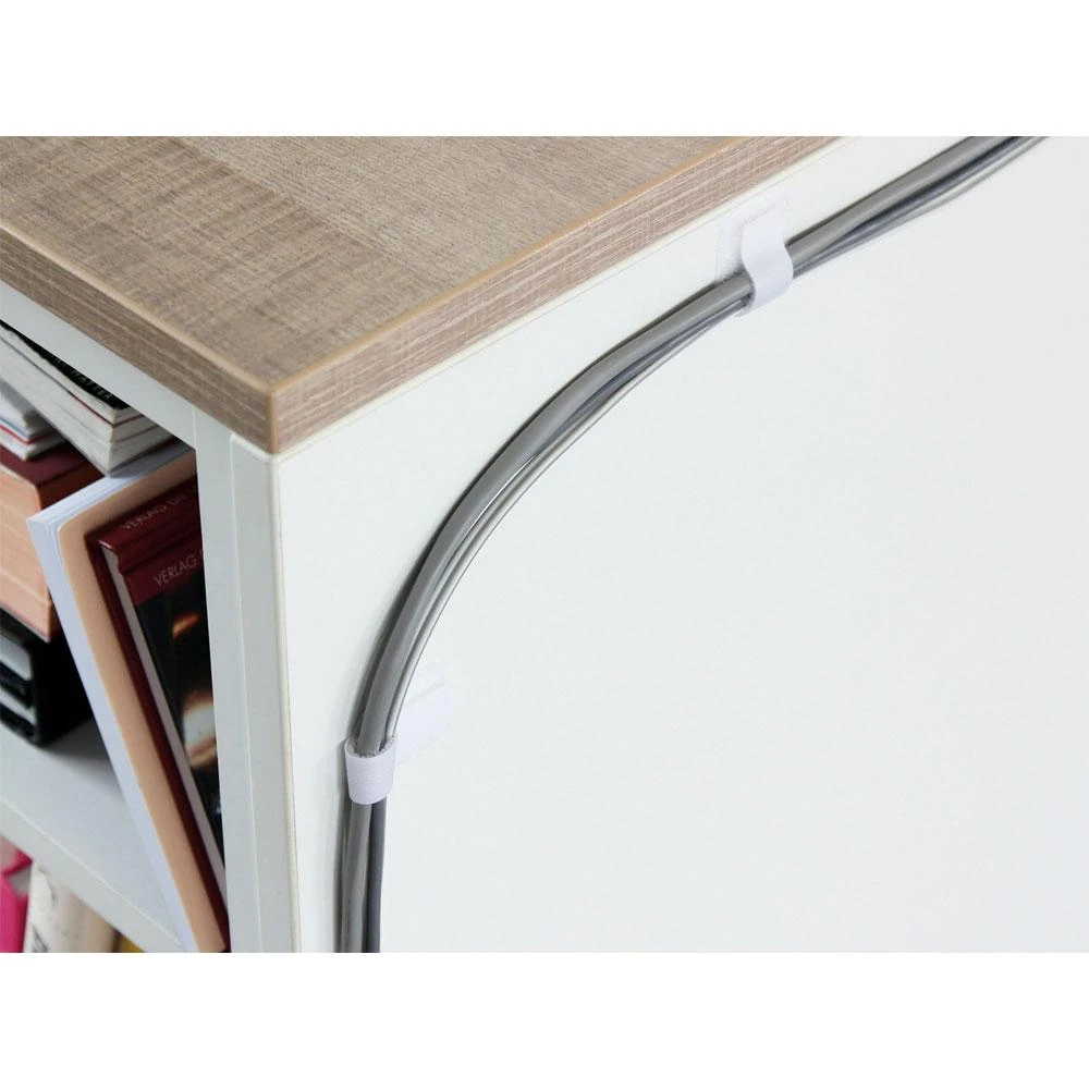 RAM LABEL THE CABLE PRO sieninis kabelių laikiklis su lipnia juosta, 50 dalių rinkinys – baltos spalvos