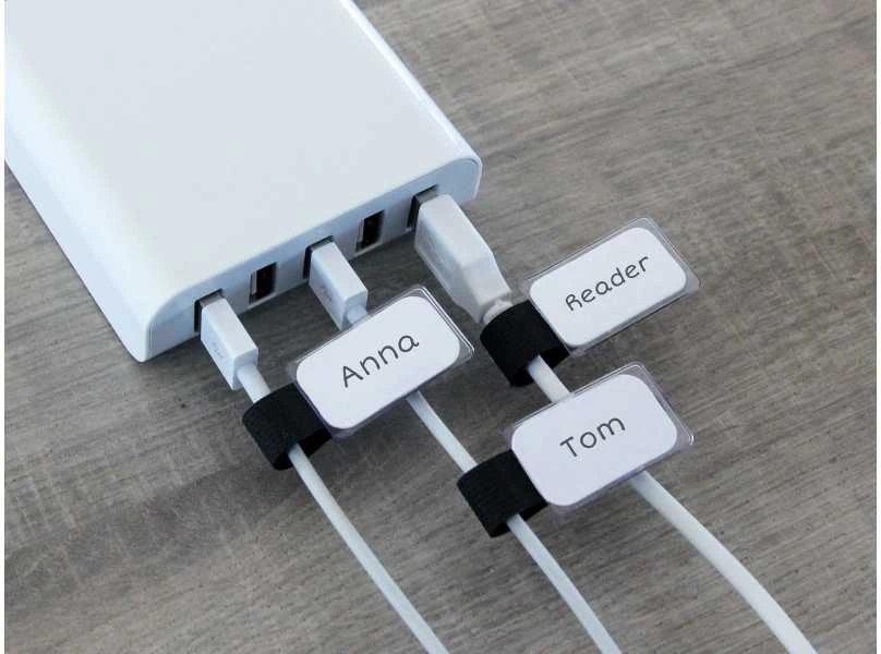 LABEL THE CABLE Mini Velcro Ties 10-piece Set - juodos spalvos