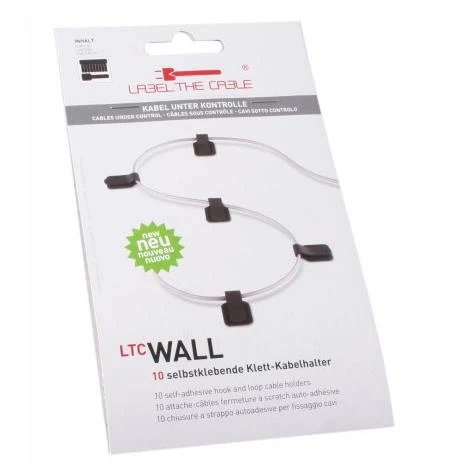 LABEL THE CABLE Wall Velcro Cable Holder 10-piece Set - juodos spalvos