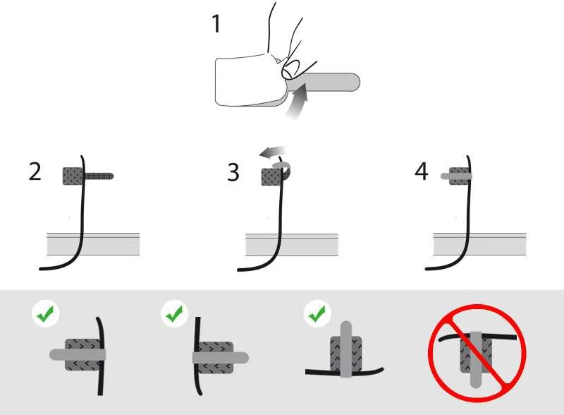 „LABEL THE CABLE“ sieninis „Velcro“ kabelio laikiklis, 10 dalių rinkinys – baltos spalvos