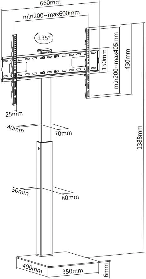 Laikiklis InLine grindų stovas 23195A 37'' - 70''
