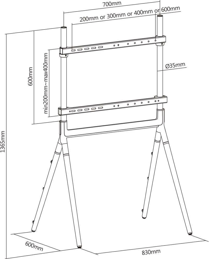 Laikiklis „InLine ®“ medinis studijinis televizoriaus stovas, skirtas LED televizoriams 49–70 colių (124–178 cm), maks. 40 kg