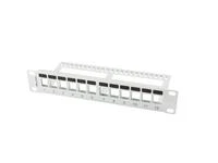 LANBERG patch panel blank 12 port 1U su organizatoriumi Keystone moduliams pilka
