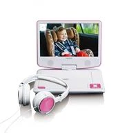 Vaizdo grotuvas LENCO DVP-910 9 DVD-Player + USB &amp; KfZ-Halterung. pink/wei