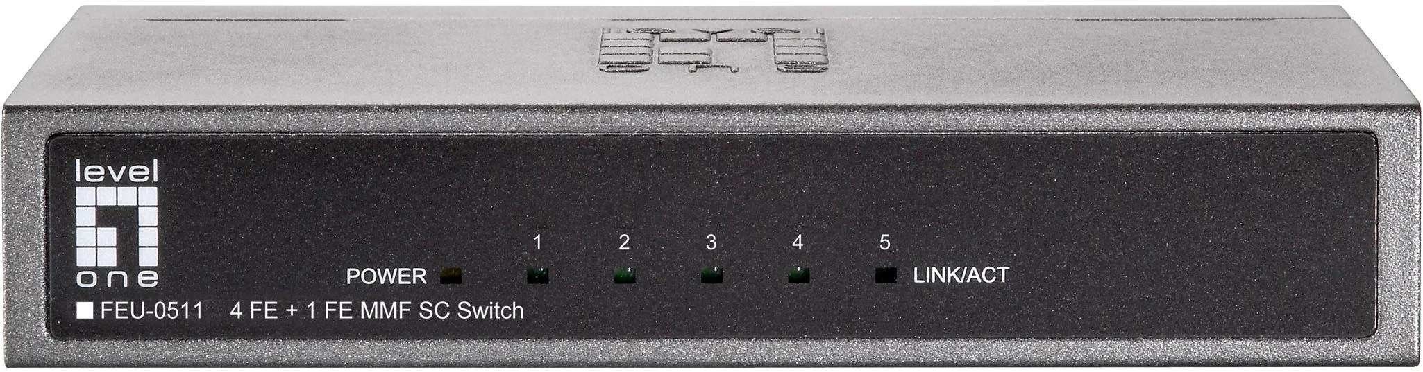Šakotuvas Level One LevelOne FEU-0511 Fast Ethernet (10/100) Juoda, Pilka