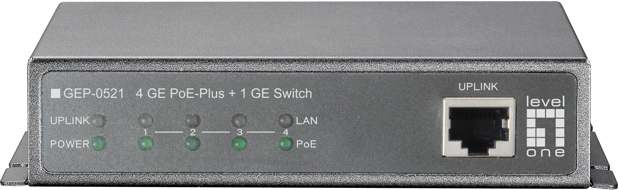 Šakotuvas Level One Carruzzo LevelOne GEP-0521 tinklo komutatorius Ne-valdomas Gigabit Ethernet (10/100/1000) Maitinimas per Eternetą (PoE) Pilka