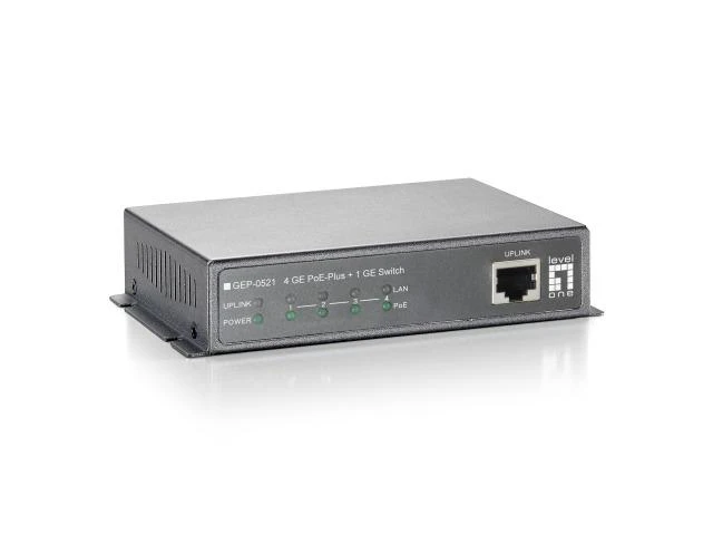 Šakotuvas Level One Carruzzo LevelOne GEP-0521 tinklo komutatorius Ne-valdomas Gigabit Ethernet (10/100/1000) Maitinimas per Eternetą (PoE) Pilka