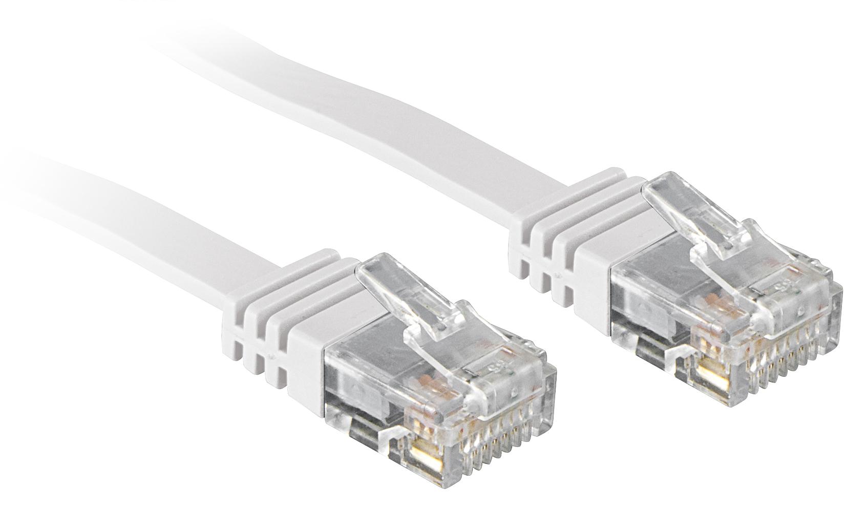 Tinklo Kabelis - LINDY Cat.6 U/UTP Plokščias Tinklo Kabelis, RJ45, M/M, 250MHz, 32AWG, 0.3 m, Baltas