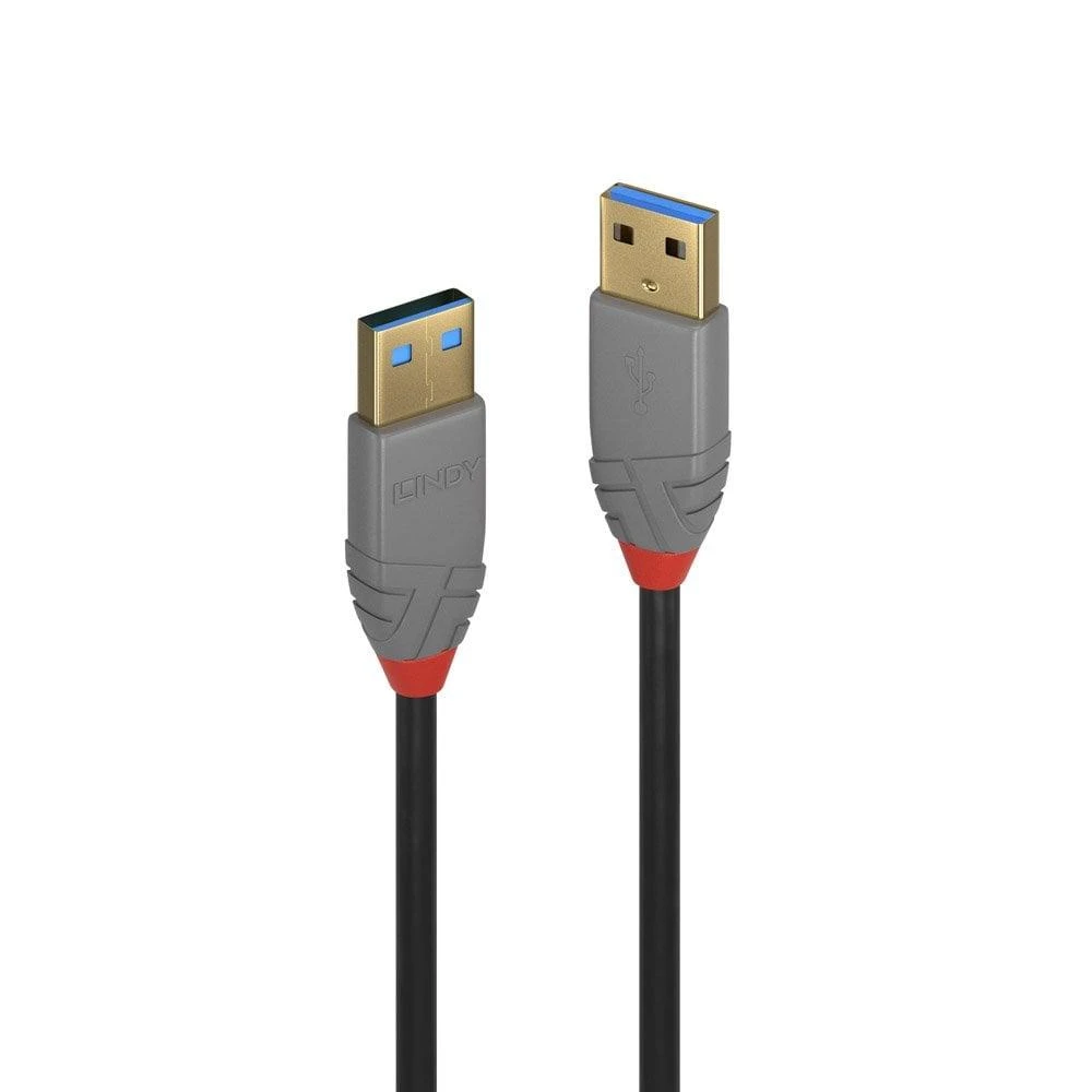 USB Kabelis - LINDY Anthra Line USB 3.2 Type A Laidas, M/M, 5Gbps, 0.5 m, Juodas