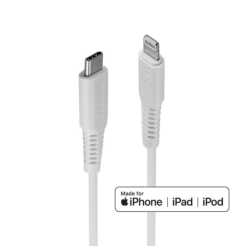 USB Kabelis - LINDY USB Type C į Lightning, 0.5m, 480Mbps, Baltas