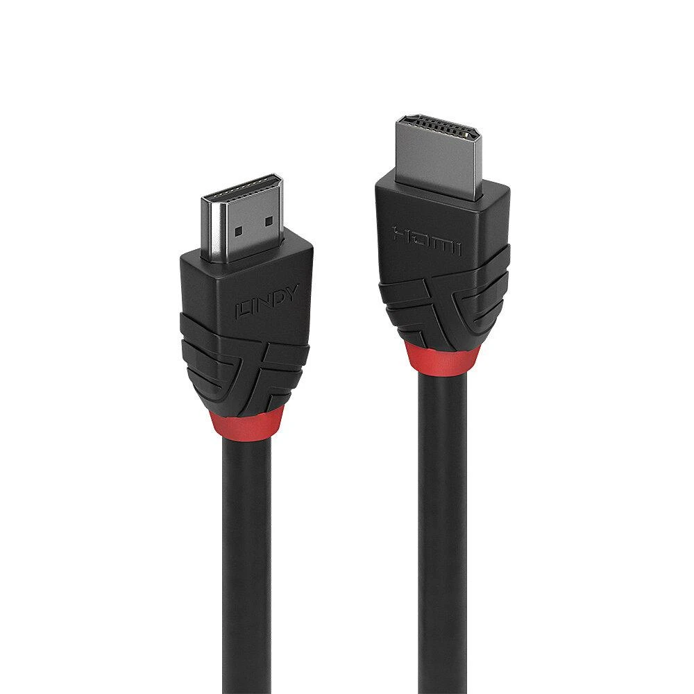 HDMI kabelis su LINDY jungtimis ir raudonais elementais