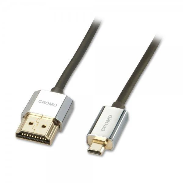 HDMI Laidas - LINDY CROMO Slim HDMI į Micro HDMI Laidas su Ethernet, Didelės Spartos, 1 m, Juodas