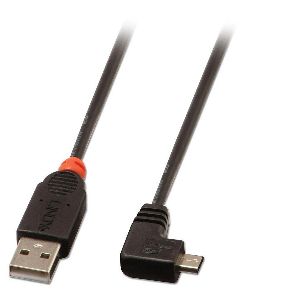 USB Kabelis - LINDY USB 2.0 Type A į Micro-B Laidas, 1 m, Juodas