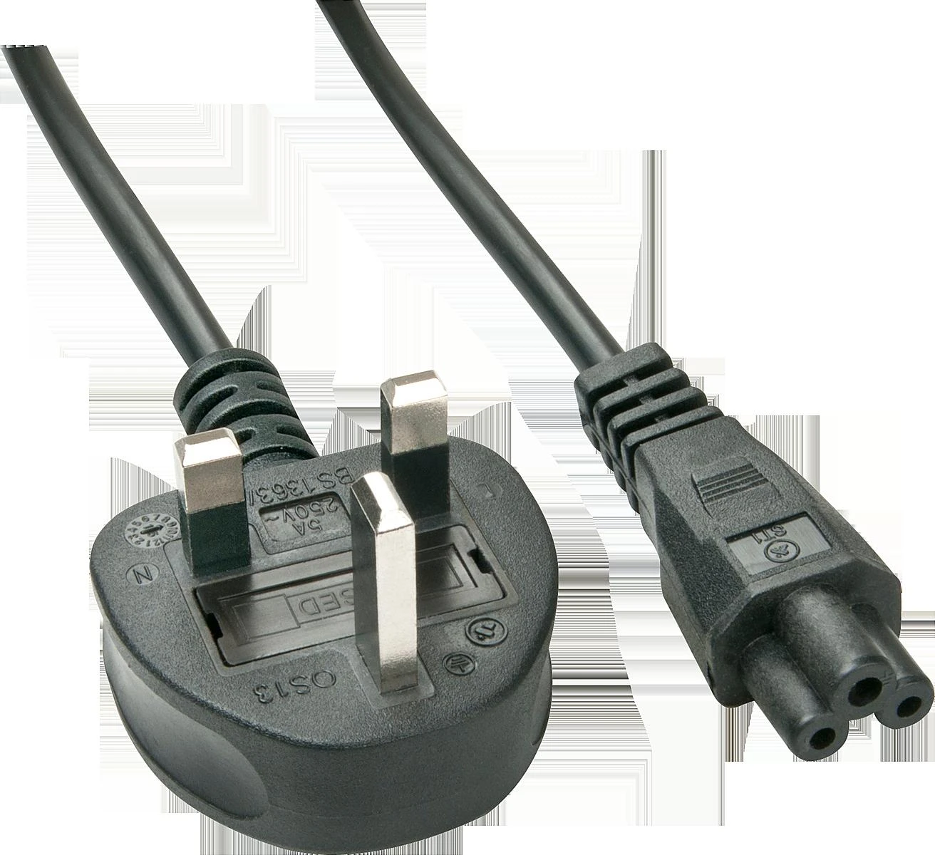 Maitinimo Laidas - LINDY UK 3 Pin Kištukas į C5 Maitinimo Laidas, 250V 2.5A PVC, 2 m, Juodas