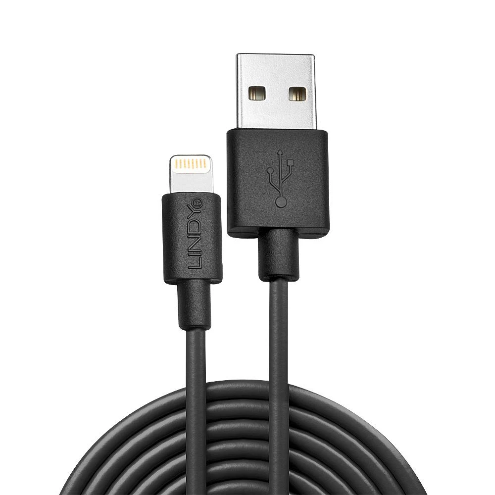 USB Kabelis - LINDY USB Type A į Lightning Laidas, M/M, 480Mbps, 0.5 m, Juodas
