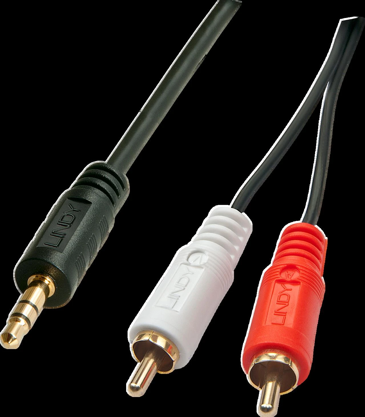 Lindy 3.5 mm į RCA garso kabelio jungtys