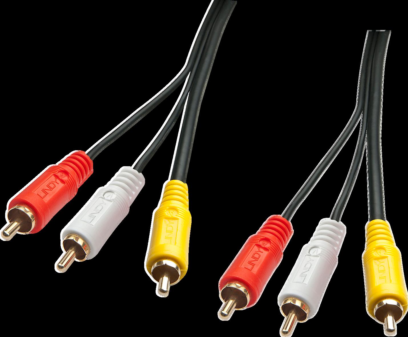 AV Kabelis - Lindy 3xRCA M/M 1 m Paauksuotas