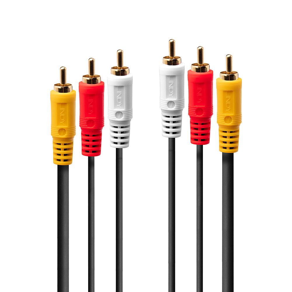 Garso Ir Vaizdo Kabelis - Lindy 3xRCA Kompozitinis Vaizdo Ir Stereo Garso 2 M Paauksuotas