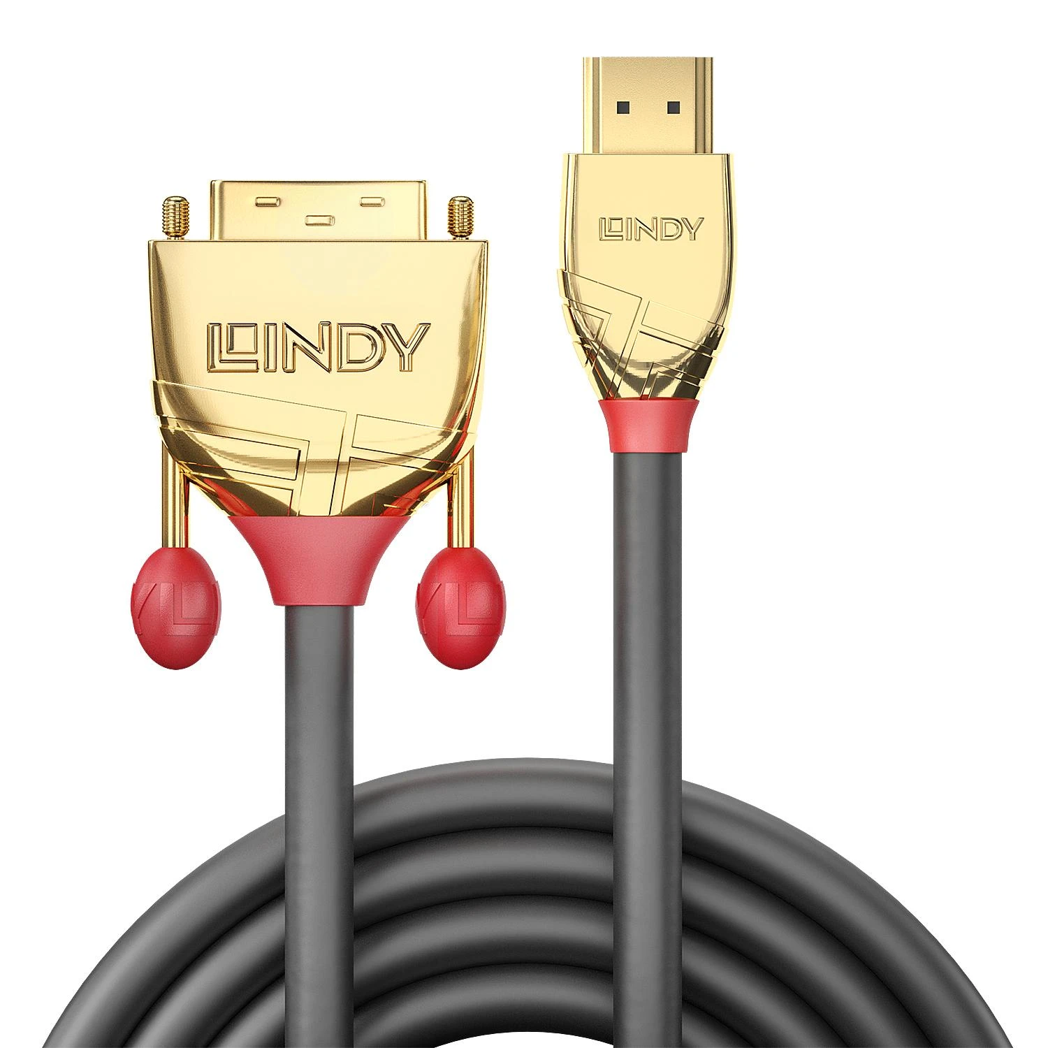 Lindy Gold Line HDMI į DVI-D kabelio jungtys