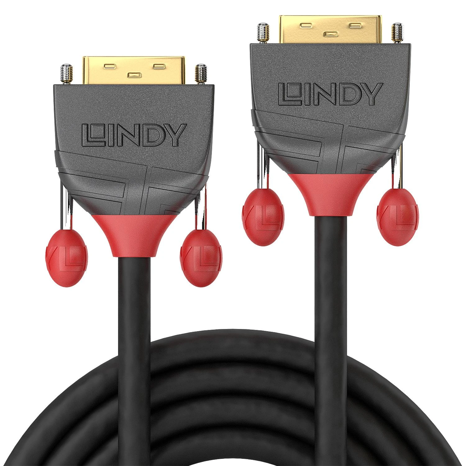 DVI-D Lindy laidas su raudonais dangteliais