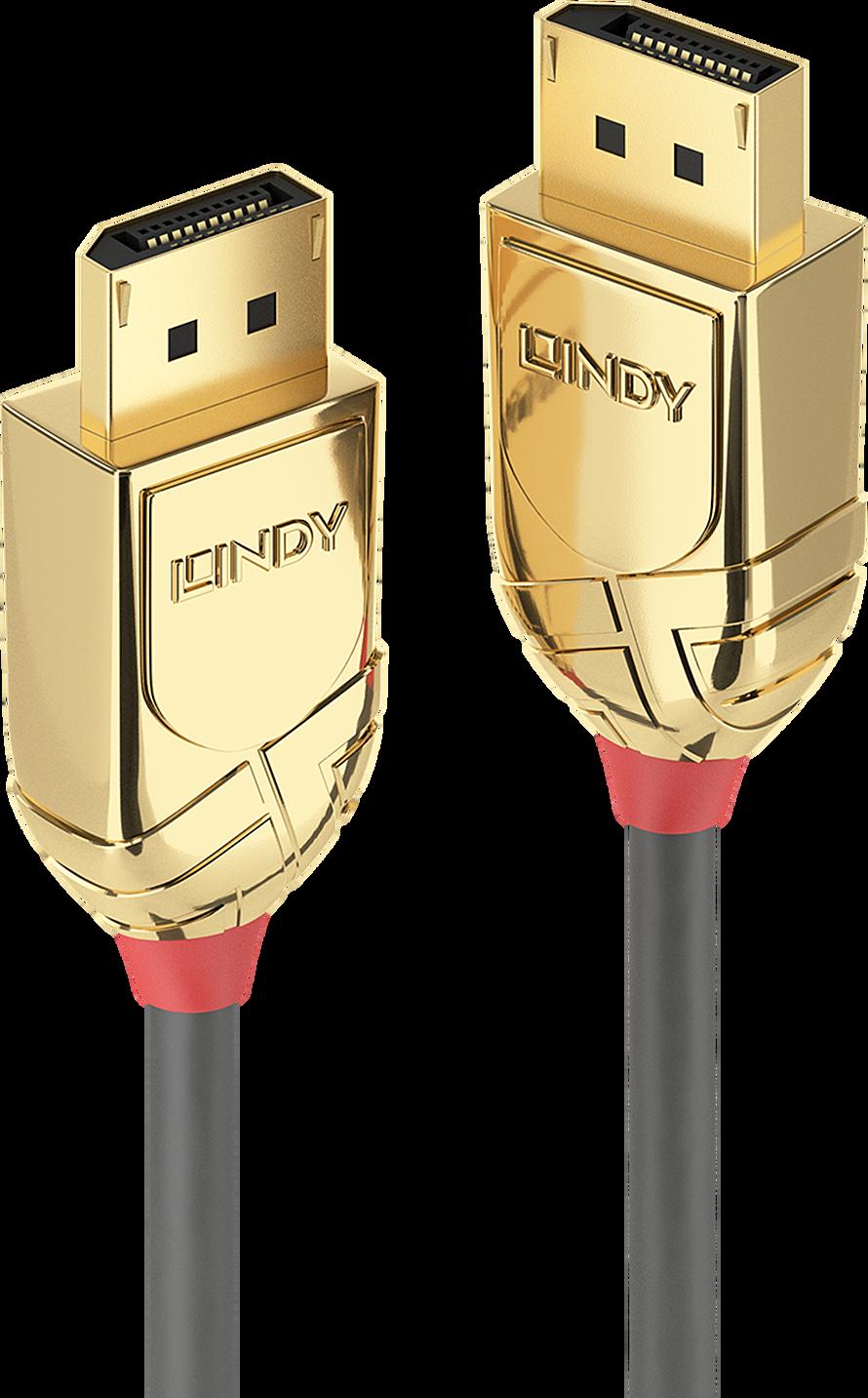 DisplayPort kabelis - LINDY Gold Line DisplayPort 1.4 kabelis, M/M, 1 m, Pilkas