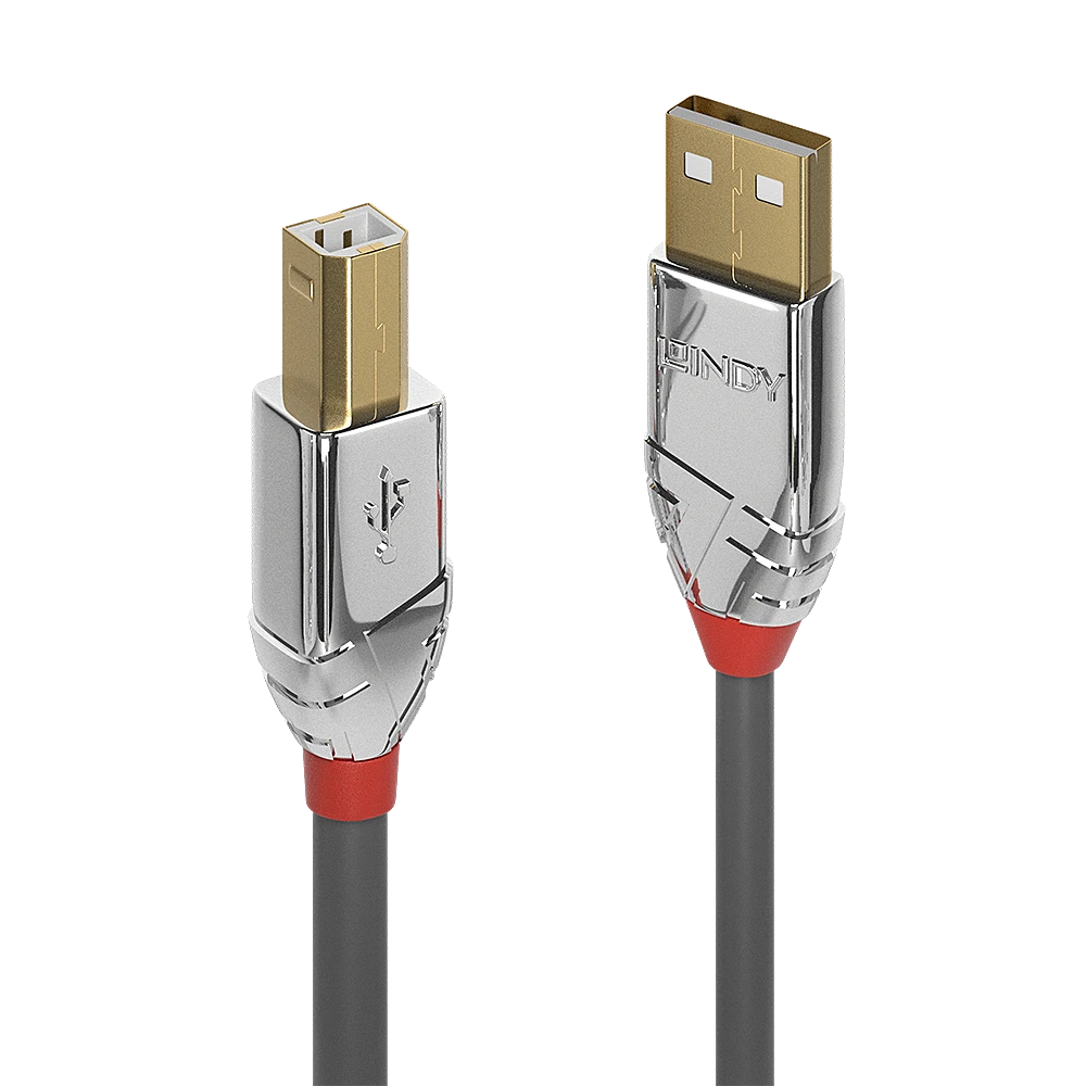 USB Kabelis - LINDY Cromo Line USB 2.0 Type A į B Laidas, 7.5 m, Pilkas